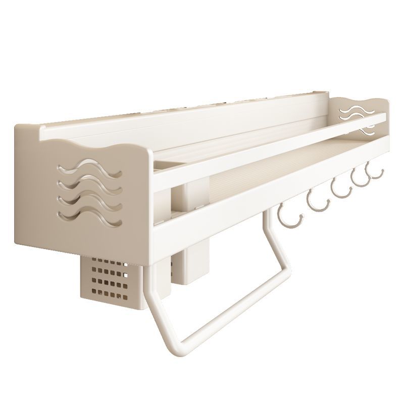Estante de almacenamiento integrado montado en la pared sin perforaciones, estante de cocina, estante combinado para cuchillos y palillos blancos