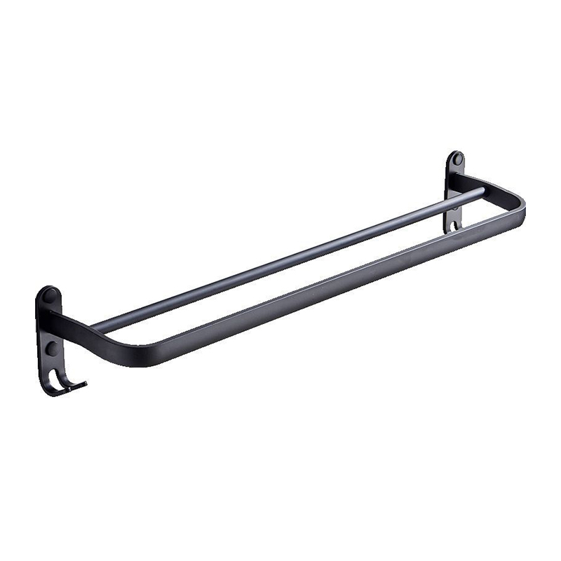 Toallero de baño sin perforaciones de doble varilla de aluminio espacial de estilo moderno